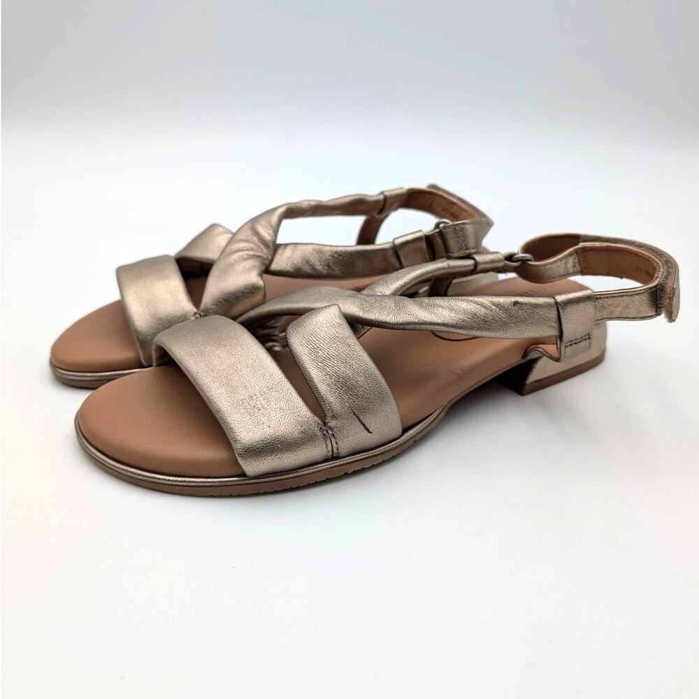 Gentle Souls Heather Flat Sandals Women's Gravel Leather Size US8.5 EU39.5